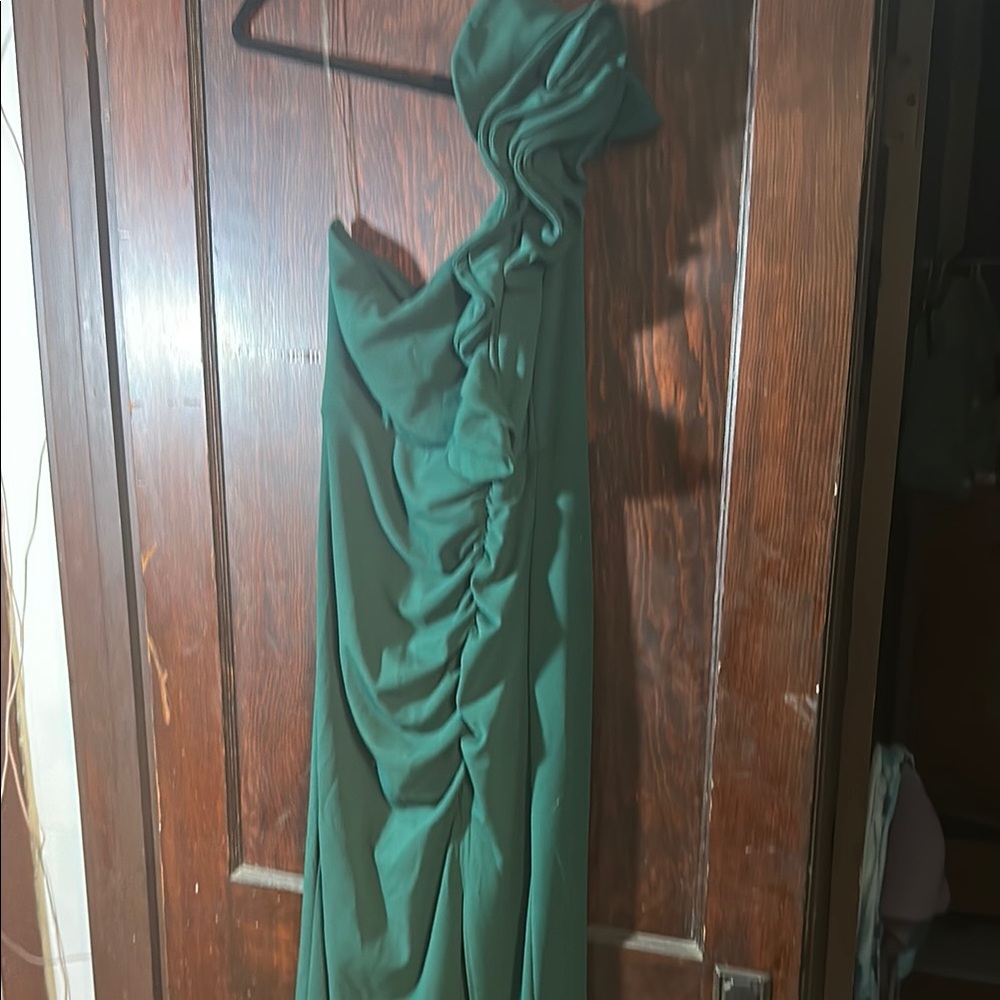 Elegant Green Ruched Gown